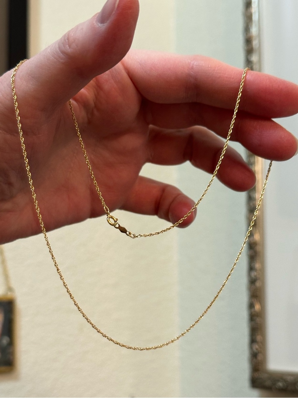 Vintage 14k Solid Gold Fancy Link Chain Necklace 18” Weighs 1.5 Grams